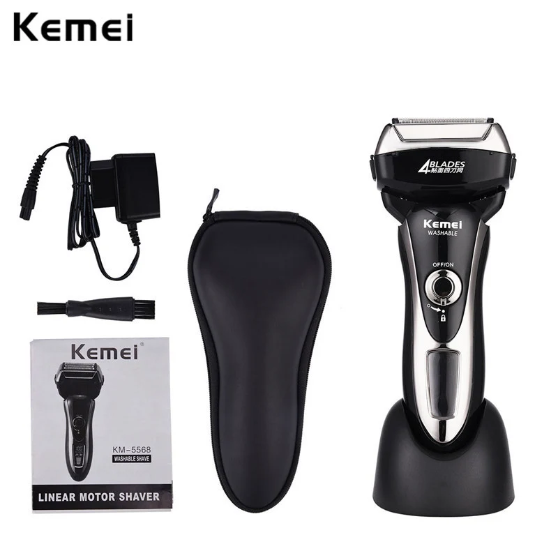 

Kemei Washable Electric Shaver Rechargeable Men Razor Beard Machine Shaving Reciprocating Razor Beard Blade Razor Quick Charge
