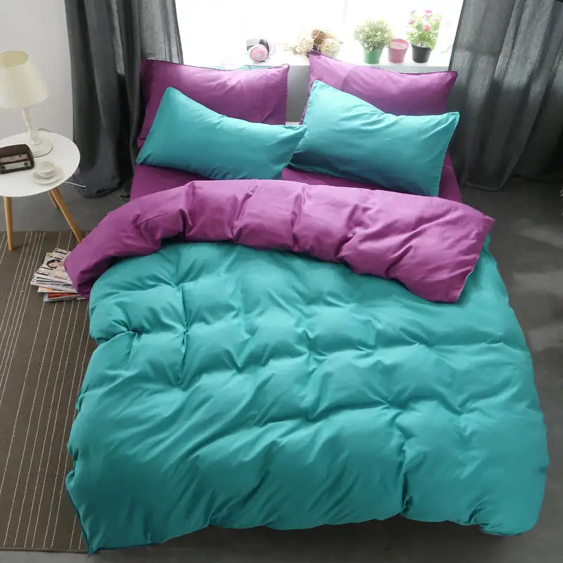 Modem simple bedding set 5 size grey blue  bed linen 4pcs/set duvet cover set king size bed comforter  AB side duvet cover 2019