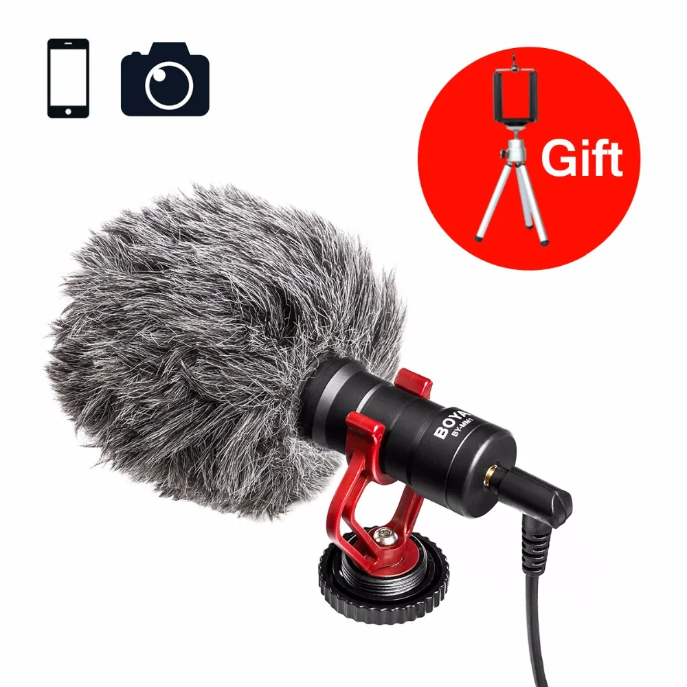 

BY-MM1 High Quality Cardioid Microphone with both TRS cable and TRRS output cable For Smartphones, Cameras, Camcorders...