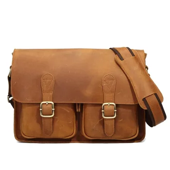 

High Quality Men's Genuine Leather Bag School Casual Travel Messenger Cross-body Shoulder Bag Business Briefcase