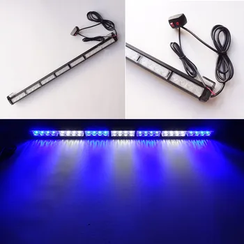 

32" 28 LED Emergency Traffic Advisor Hazard Flash Strobe Light Bar Kit Flashing Warning Lamp Blue White