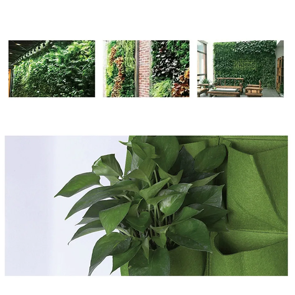 4YANG Wall Hanging Planting Bonsai Bags Pockets Green Grow Bags Planter Vertical Garden Flowers Basket Liners Garden Pots