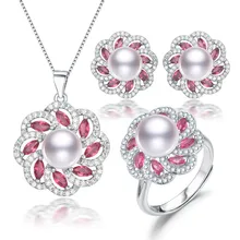 Пресноводное культивированное серебро 925 пробы, свадебное ожерелье с настоящим жемчугом и серьги, набор украшений из натурального пресноводного жемчуга