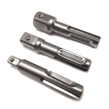 

3 Pcs 2Pit 2 Slots SDS Round Shank Convert Shank Socket Extension Bar SDS Electric Hammer Conversion Extension Rod Power Drill