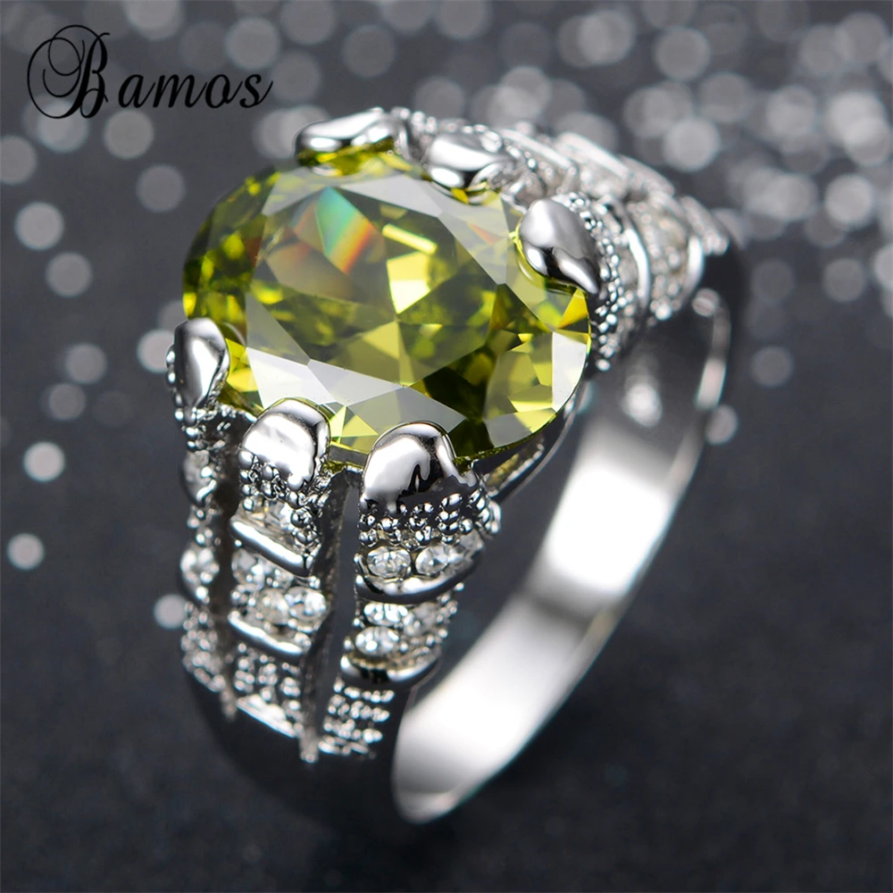 Bamos, модное мужское кольцо из перидота, высокое качество, серебро 925 пробы, ювелирные изделия, винтажные Свадебные кольца для мужчин