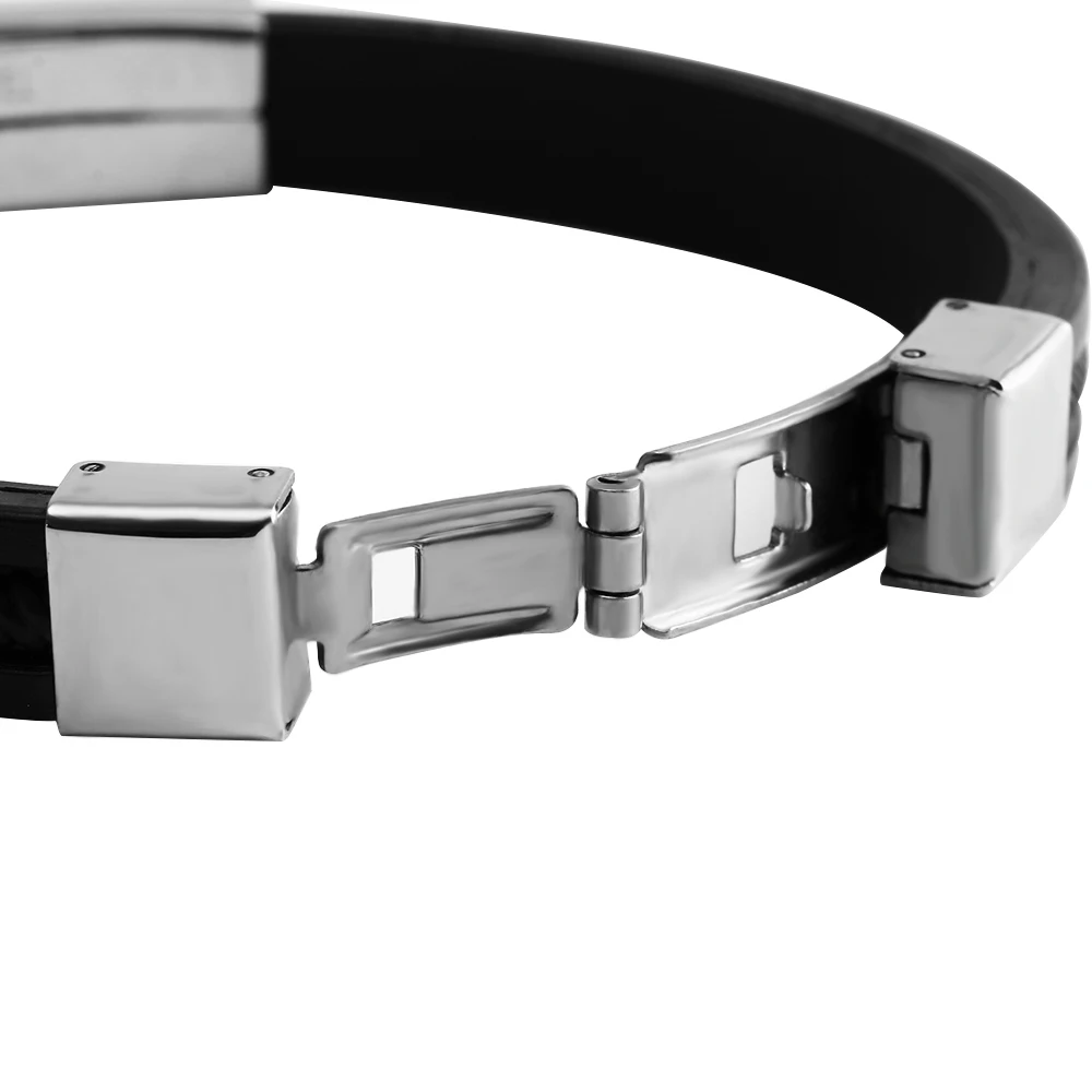 Модный браслет черный Панк резиновый силиконовый нержавеющая сталь мужские браслеты на запястье hombre caucho