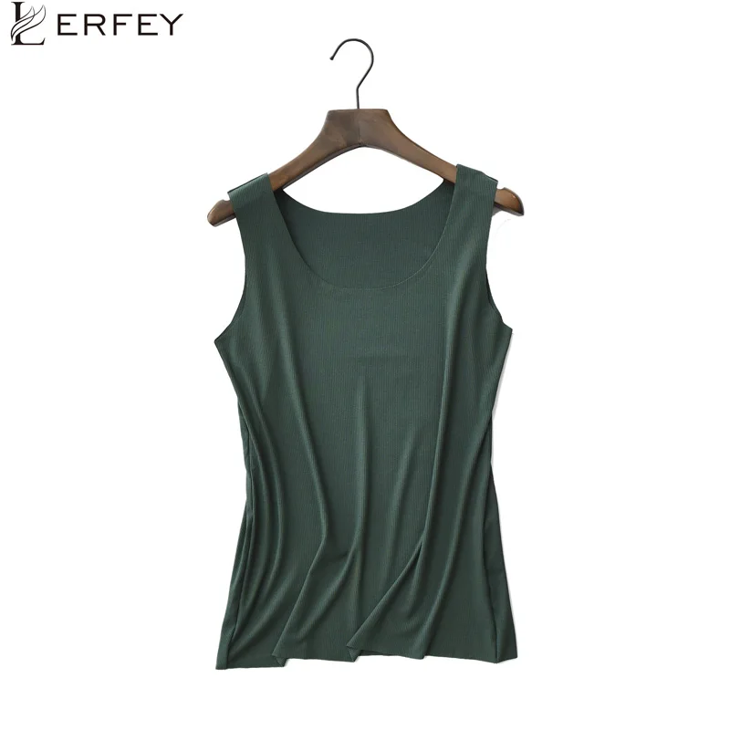 

LERFEY Women Tank Top Colored Camisole Knitted Sexy Sleeveless Tees T shirt Summer Slim Undershirts Teenager Casual O neck Tanks