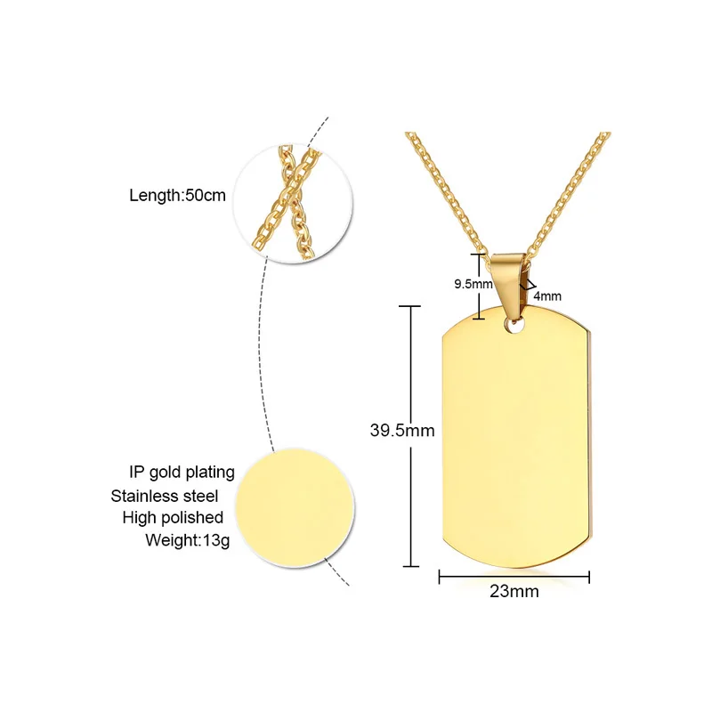 Трендовая мужская подвеска из нержавеющей стали Dogtag черного, золотого, серебряного цвета в стиле панк, базовая бижутерия для друзей, унисекс