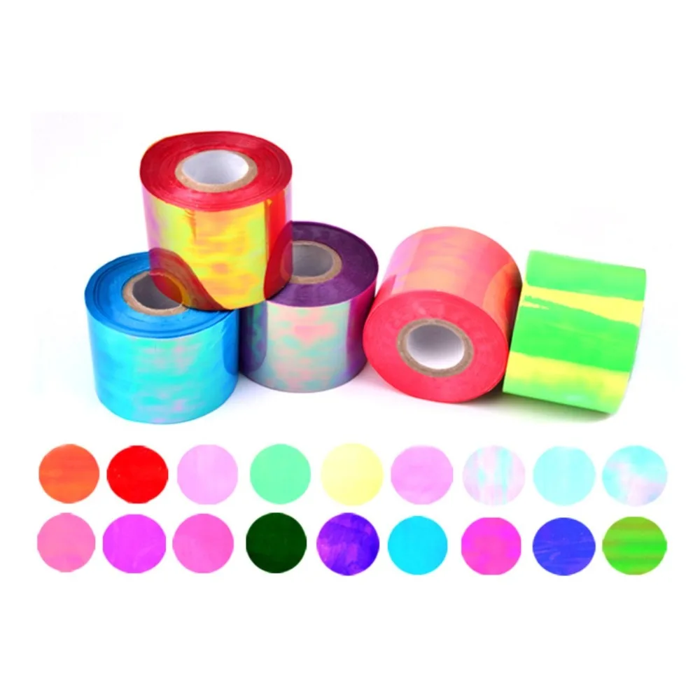 Günstig Holographische Shiny Laser Nagel Transfer Folien Aufkleber Größe 100 M * 5 cm Gebrochen Glas DIY Nail art Schönheit Dekoration schablone Aufkleber