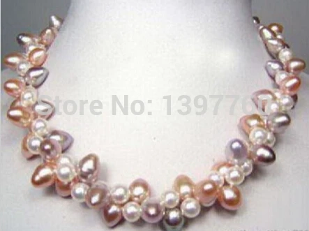 

Miss charm Jew.412 Real Multicolour White Pink Purple Pearl 18KWGP Clasp Necklace