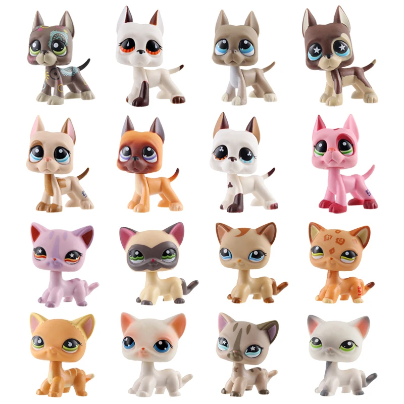 

Lps Rare Pet Shop Toy Dog Cat Real White Brown Pink Black Old Standing Little Short Hair Child Giftdachshund Collie Great Dane