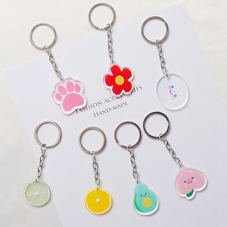 

Cute Funnyns Peach Flower Dog Paws Smiley Face Cartoon Keychain For Women Trinket Key Chains Ring Car Bag Pendent Charm D283