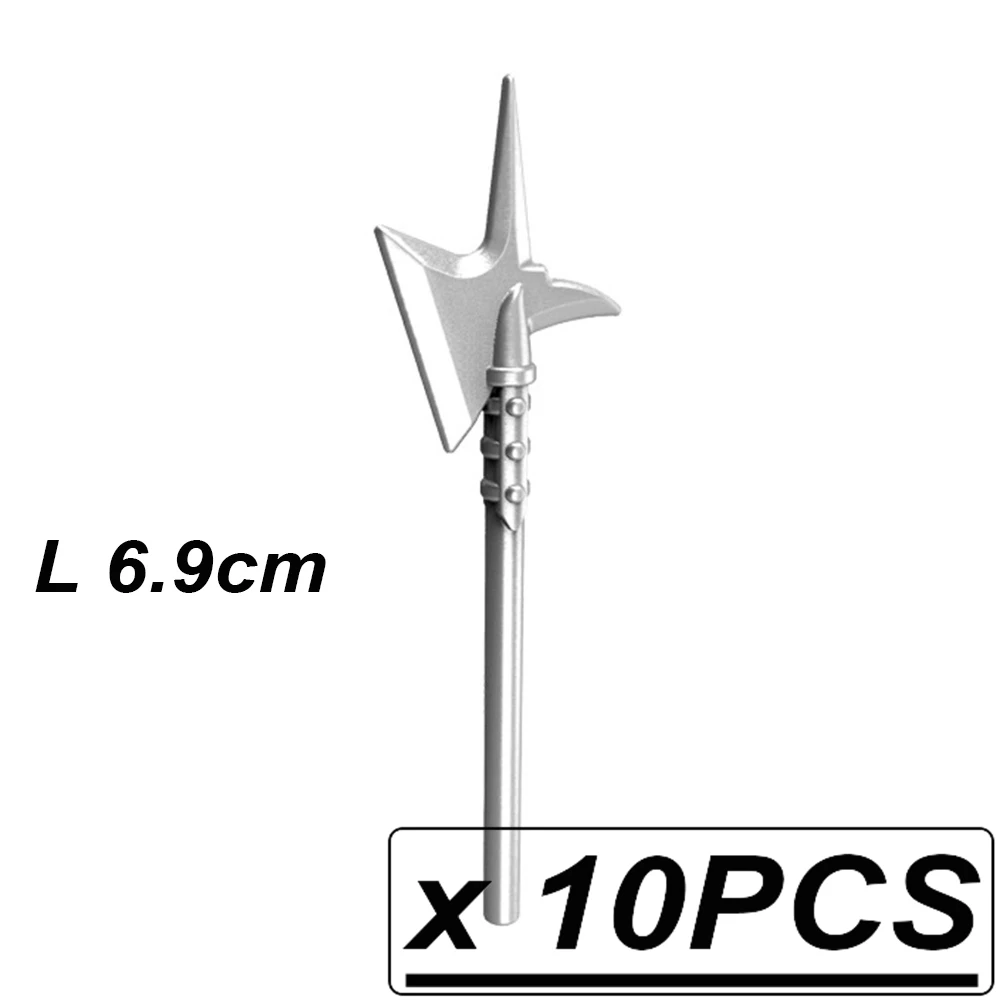 Средневековье копье топор меч копья MOC средневековые Рыцари оружие строительные блоки кирпичи аксессуары игрушки для детей - Цвет: 10Pcs PGPJ0012