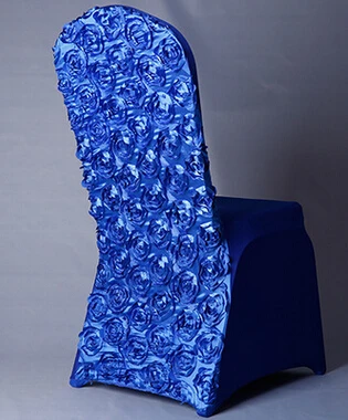 Стула для свадебной вечеринки украшение из белого золота Пурпурная роза спандекс атласные чехлы для стульев, 5 шт./лот - Цвет: royal blue