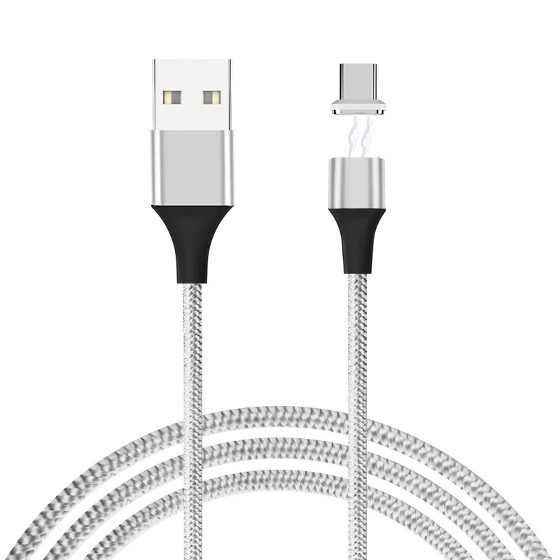 Магнитный USB C кабель PD Быстрая зарядка 5А usb type C кабель магнит зарядное устройство кабель для передачи данных для samsung S10 S9 huawei P30 P20 PRO нейлон - Цвет: Серебристый