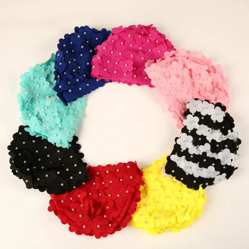 

2018 Summer Swimmiing Hat Swimming Pool Flower Petal Cap Free size Women Bathing Cap