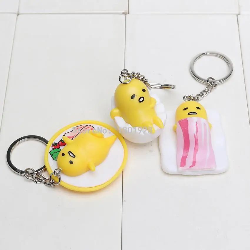 6 шт./компл. 4 см Gudetama желтый Яйцо ленивый Gudetama брелок Подвески ПВХ фигурка игрушки Gudetama брелок