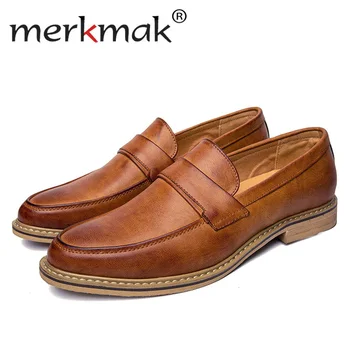 

Merkmak Fashion Oxfords Shoes Men British Style Casual Loafer Business Men Flats Footwear Slip On Soft Moccasins Chaussure Homme