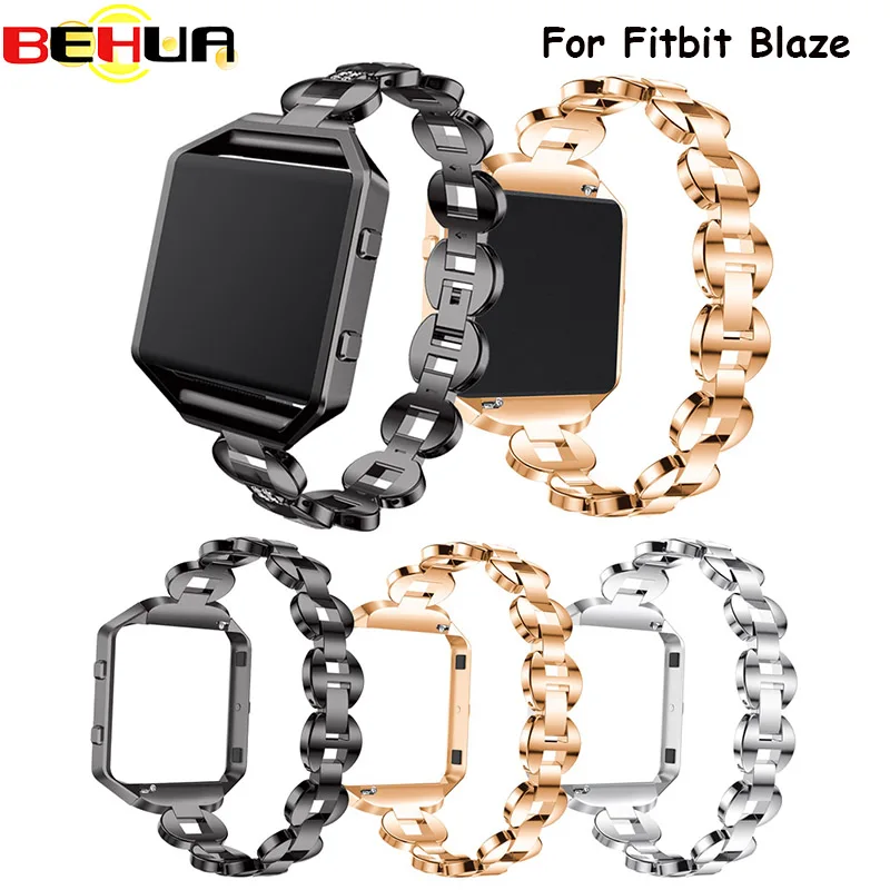 

Watch Strap Replacement Stainless Steel Chain Bands Watch Band Replacement Strap with Metal Frame for Fitbit Blaze Watchbands