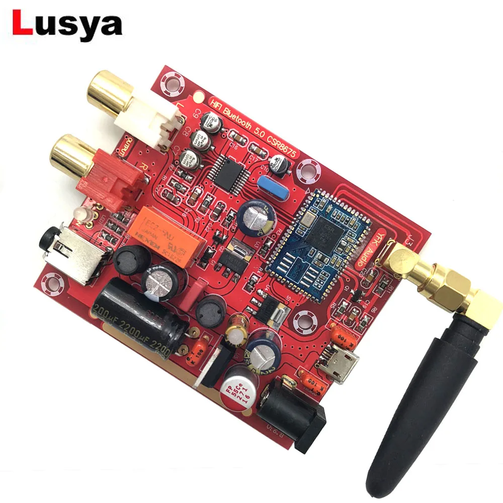 

CSR8675+PCM5102A wireless Bluetooth 5.0 Receiver Board AUX input APTX HD I2S DAC decoder 24bit With Antenna A2-005