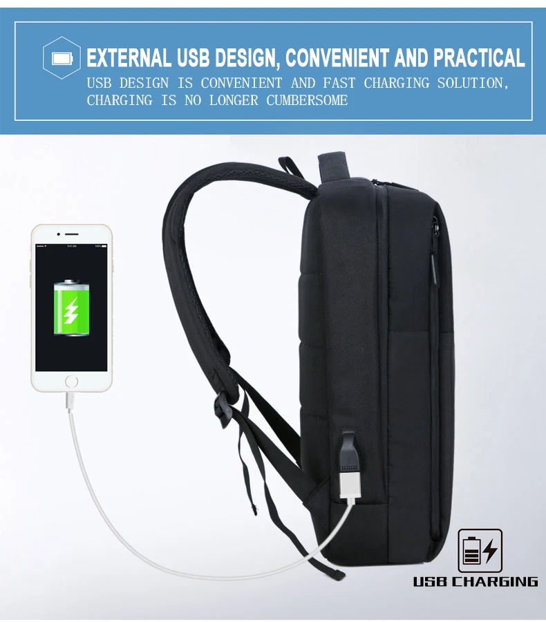 New Business Backpack USB charging 15inch Men's Women's Laptop Backpacks  For Teenager Fashion School Bag Male Travel bagpack (6)