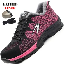 unisex work shoes steel toe cap women men work& safety boots steel mid sole impact resistant soft female shoes plus size 35-48