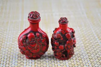 

2PSC Master Chinese sculpture imitation red coral resin snuff bottles