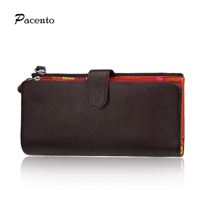 

Colorful Genuine Leather Wallet Female Quality Soft Women Wallets and Purses with Card Holder Cellphone Pocket Cuzdan
