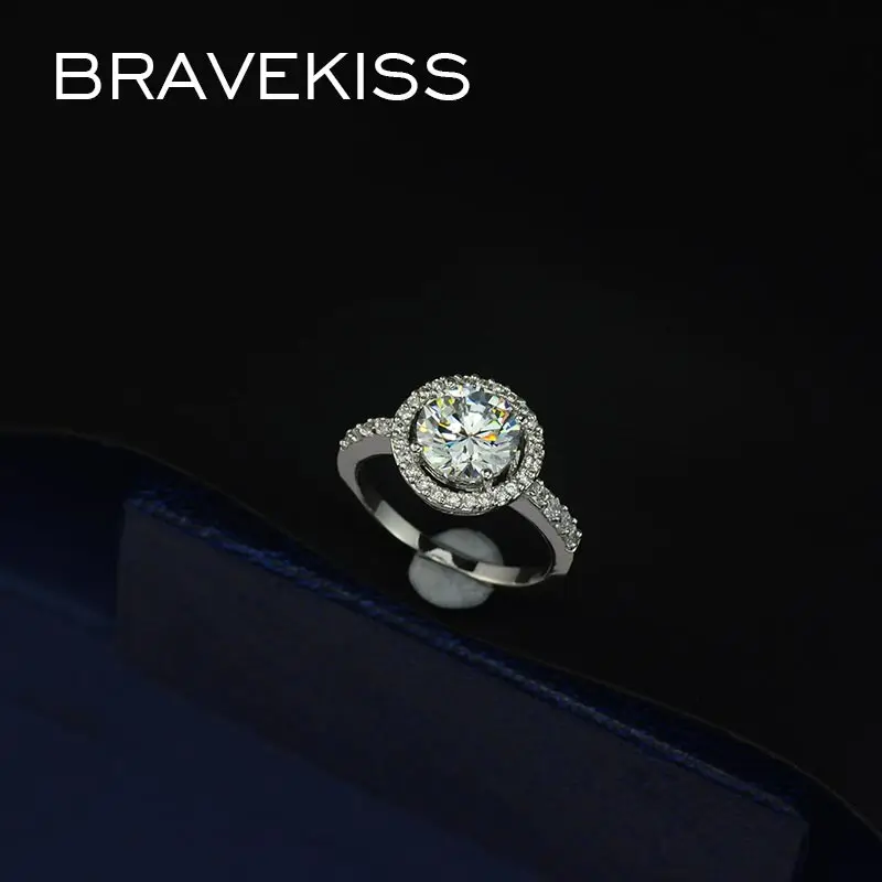 BRAVEKISS белого золота Цвет Роскошные Мода Помолвочные кольца для Для женщин CZ