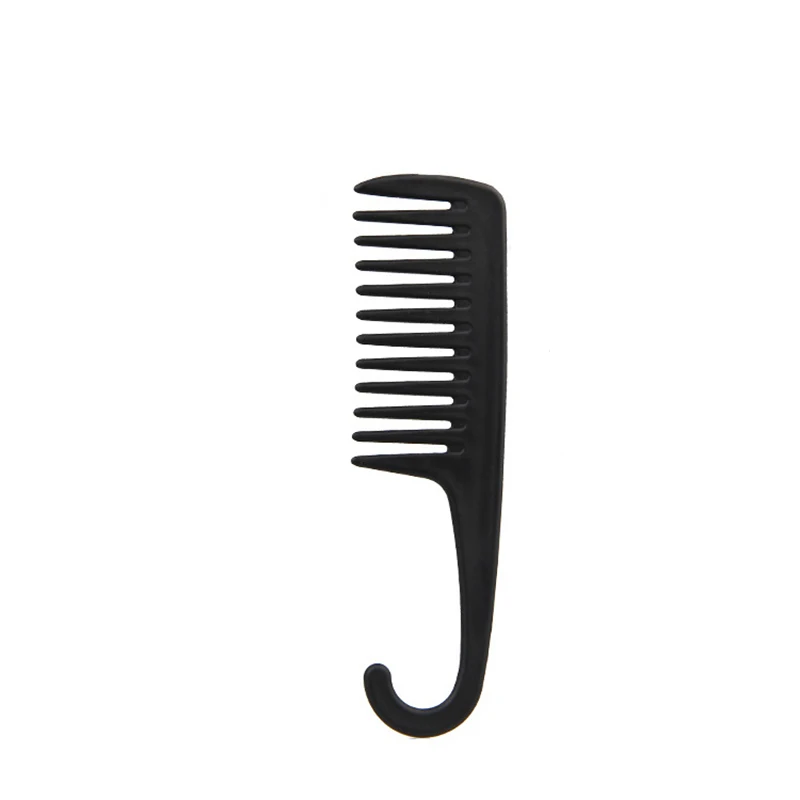 

Black Plastic Hair Brush Wide Tooth Comb with Hanger Anti-Static Large Wide Comb for Straight Wavy Hair Care Styling Tool