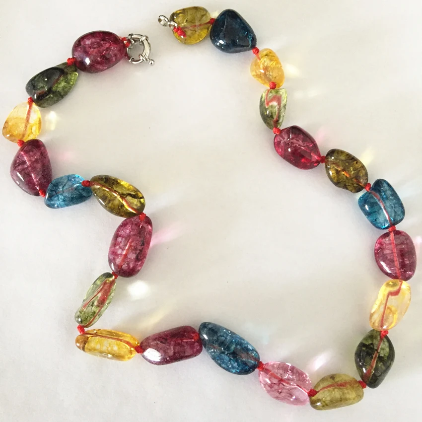 Высококачественное многоцветное искусственное турмалиновое Необычное Ожерелье 12-16 мм из полудрагоценного камня женское модное ювелирное изделие 18 дюймов B2685-1