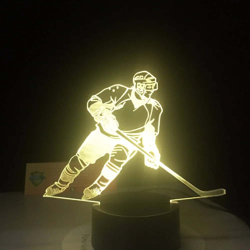 3D LED Ice Hockey Player Table Lamp USB Visual Luminaria Bedside Night