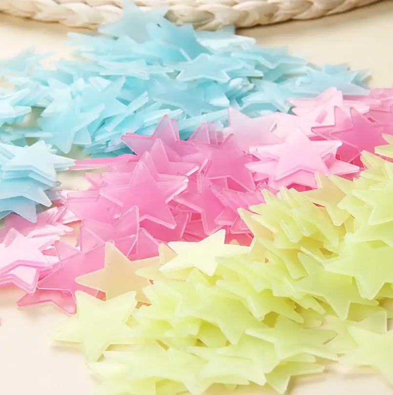 Wholesale 140pc/lot 3.8CM luminous star wall stickers bedroom sofa fluorescent plastic decorative painting PVC stickers