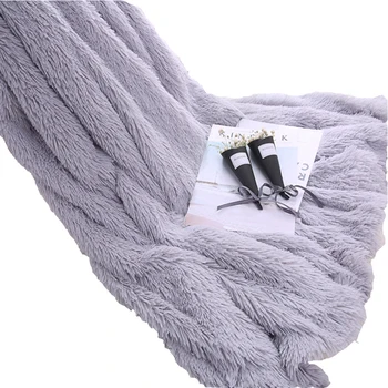

Adults Fluffy PV Plush Fleece Throw Blanket Solid Grey Pink Winter Bed Blankets Twin Full Size Home Decor Imitated Wool Blankets