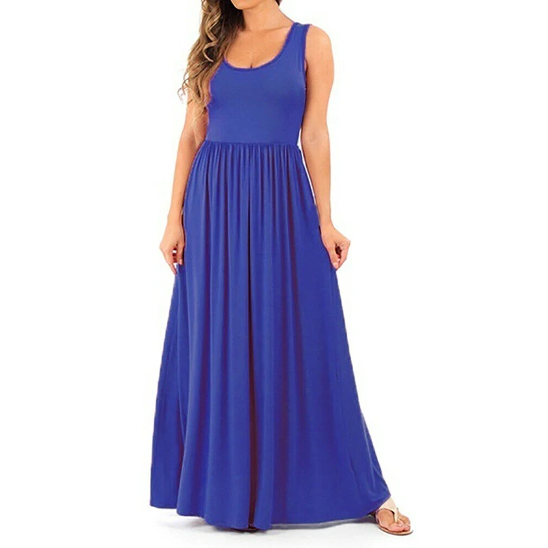 High Quality Summer Sundress Women's Dress Sexy Boho Sleeveless Vest Long Dresses Elegant Ladies Maxi Dress Party Robe Femme