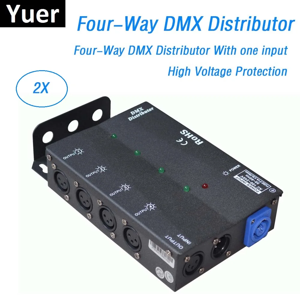 

2XLot Free Shipping 4 Channels DMX Splitter DMX512 Light Stage Lights Signal Amplifier Splitter 4 Way DMX Distributor For Sales