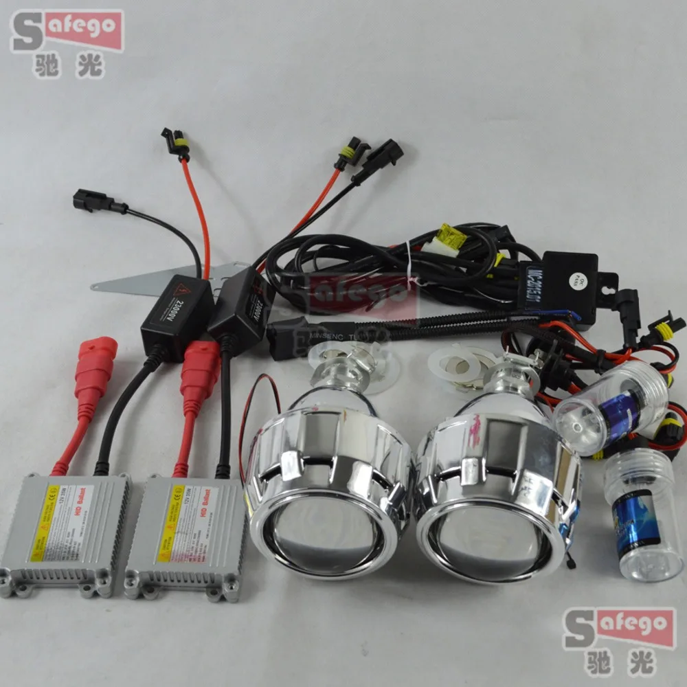 

xenon Headlight h7 projector bi xenon lens 2.5 inch with mask shroud bixenon DC ballast h1 xenon lamps 6k for headlamp H1 H7 H4