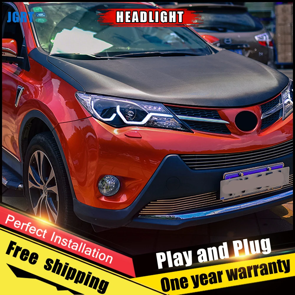 2 шт. автомобиль Стиль светодиодный фары для Toyota RAV4 2013 2015 налобный фонарь DRL