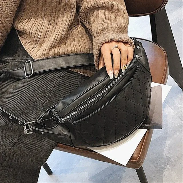 UKQLING Fashion NEW Women Waist Bag Rivet Fanny Pack Over Shoulder