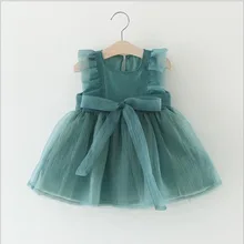 Платье для маленьких девочек нарядное Сетчатое платье на день рождения для маленьких детей праздничное платье без рукавов для малышей платье для малышей летнее платье для дня рождения для девочек от 0 до 3 лет