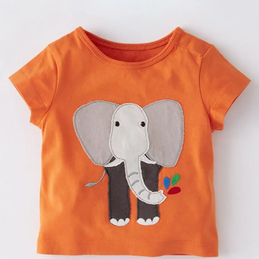 Little maven/ г. Летняя одежда для маленьких мальчиков; хлопковая брендовая Футболка с аппликацией слона; футболки для мальчиков; 51322 - Цвет: Оранжевый
