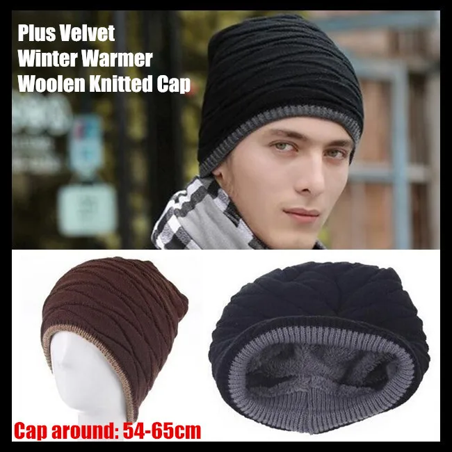 

Men&Women Unisex Beanie Top Quality Plus Velvet Winter Warmer Hip-hop Slouch Woolen Knitted Cap Snap Slouch Skullies Bonnet Hat