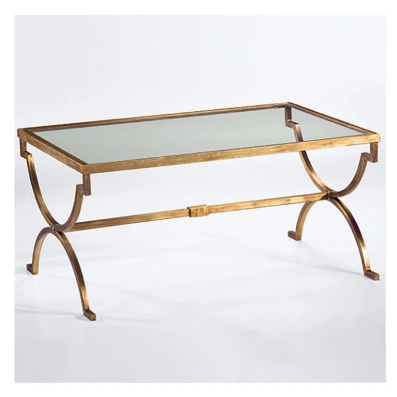 American rural Nordic art hardware toughened glass tea table. Rectangular coffee table American rural Nordic art hardware toughened glass tea table. Rectangular coffee table