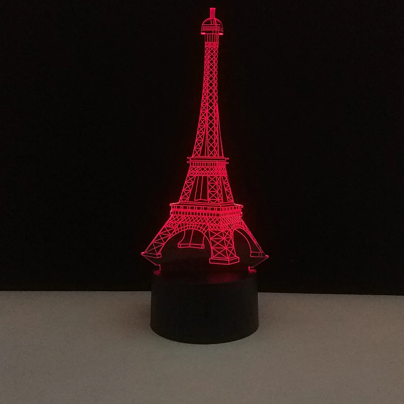 3D Красочные настольные лампы USB Светодиодная лампа Франция Эйфелева башня