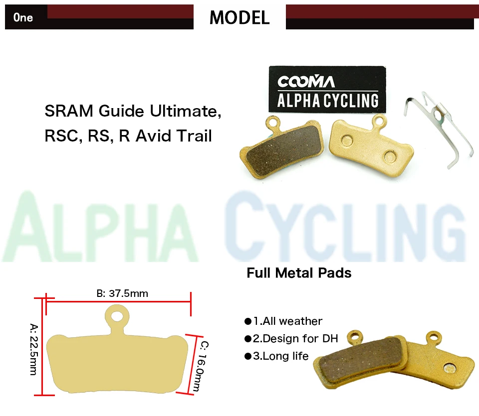 Диск велосипед тормозные колодки для SRAM руководство РКК, RS, R, алчный след, 4 Pistions дисковые тормоза, из золотистого металла, 2 пара/ORD