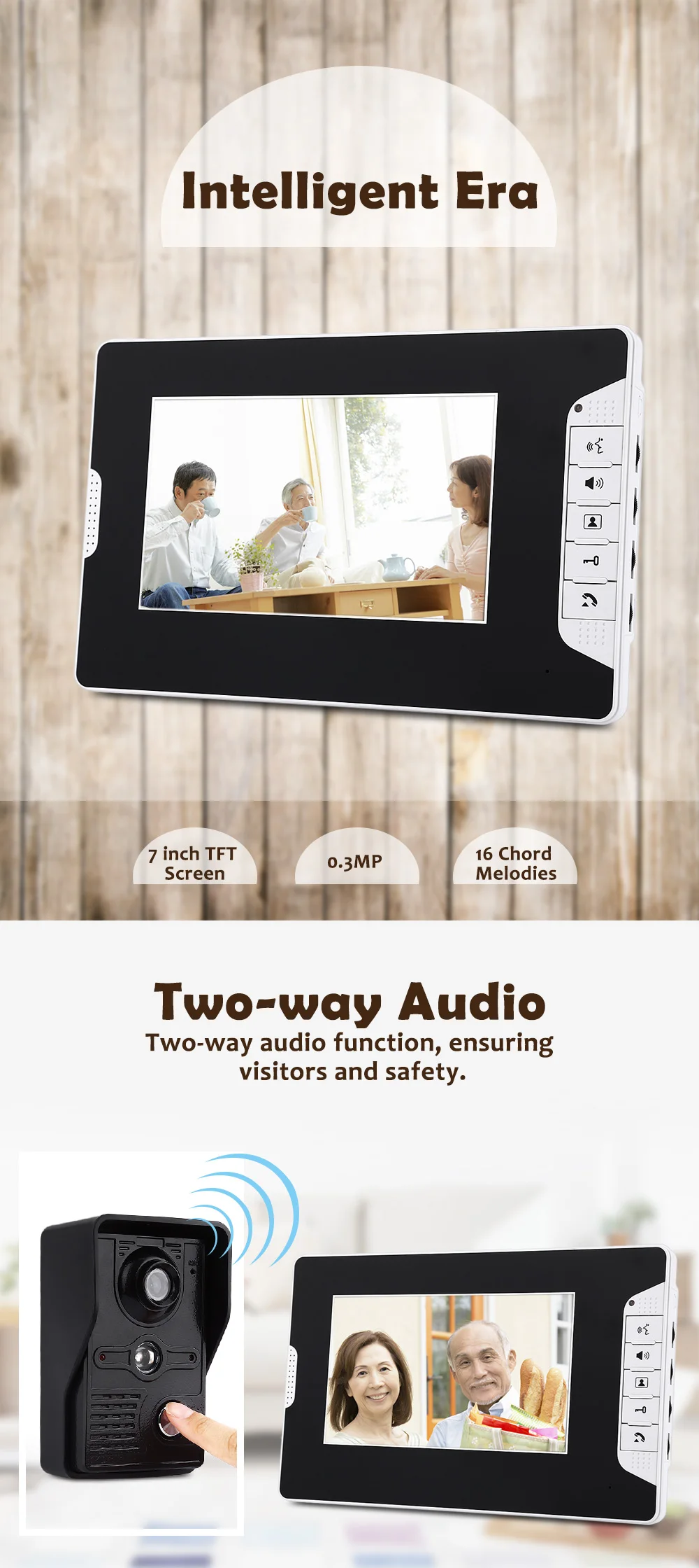 SY813MKB21&nbsp;7 inch Video Door Phone Doorbell Intercom Kit 2 camera 1 monitor