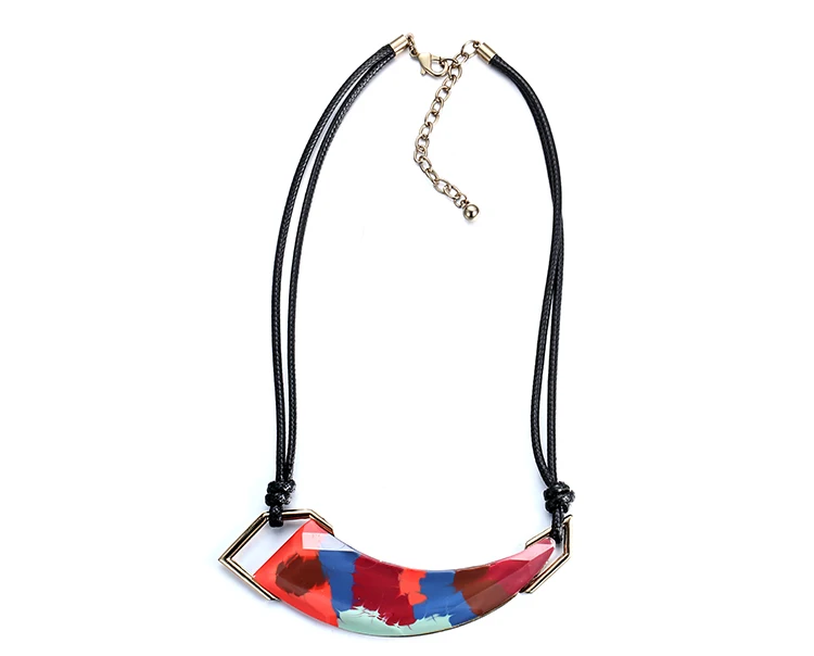 Geometric resin painted necklace black rope chokers necklaces new winter women trendy enamel statement necklace eManco