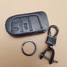 Пояса из натуральной кожи черный smart key fob держатель дело и металлической цепью для Jeep Renegade 2016 2017
