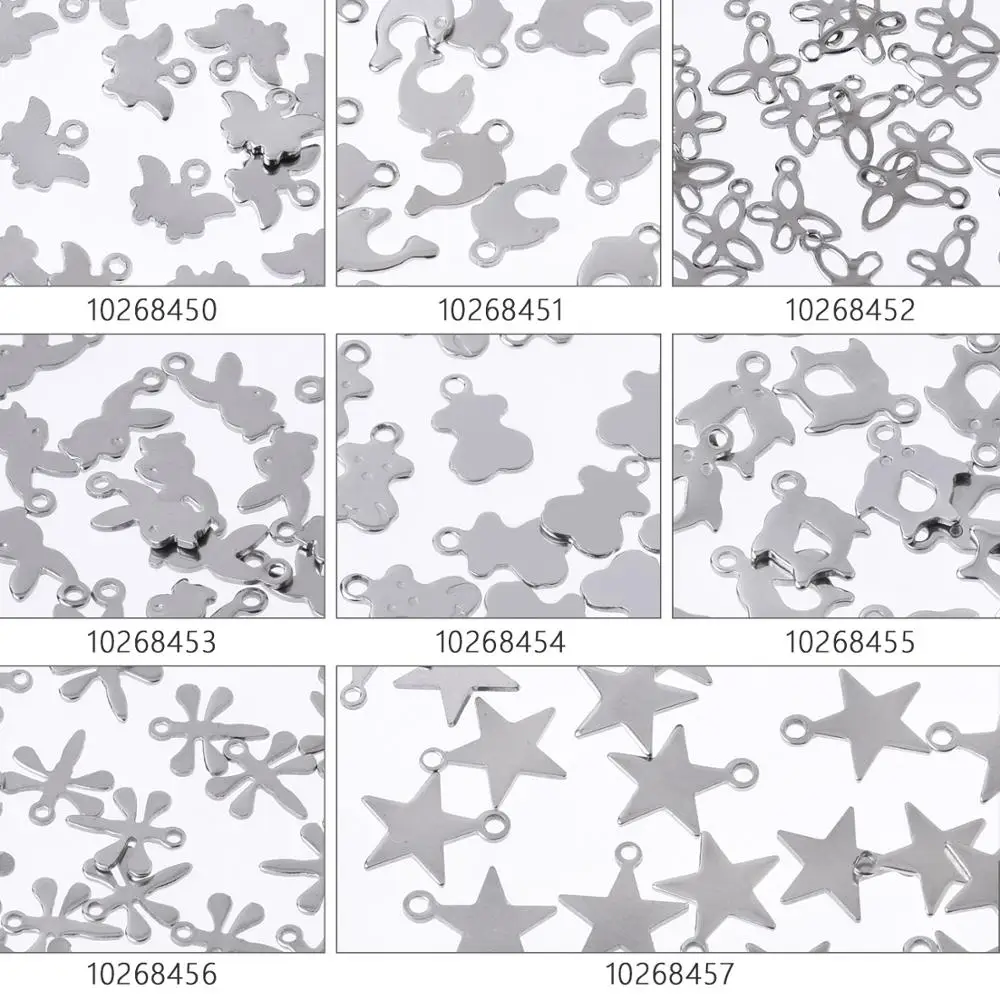 Очаровательыне нержавеющие Подвески браслет с подвесками Бабочка Дельфин кролик медведь Стрекоза звезда для DIY 50pc-102684