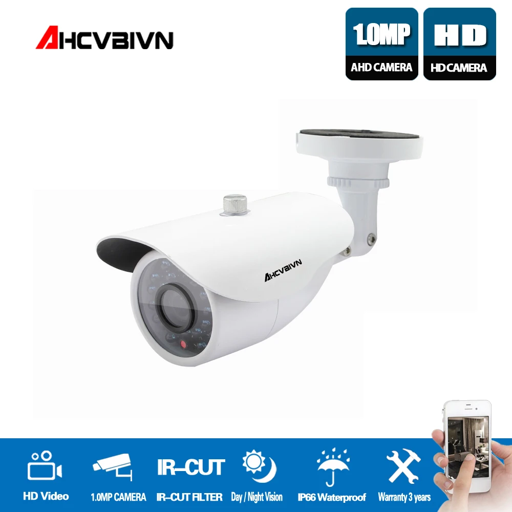 Лидер продаж, 1.0MP CCTV, 720 P, AHD камера, белая, пуля, камера, водонепроницаемая, IP66, для наружного видеонаблюдения, ночное видение